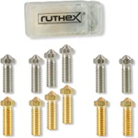 ruthex Volcano juego de boquillas de impresora 3D [12 piezas] | 6x latón 6x boquillas de acero inoxidable | 1-75…